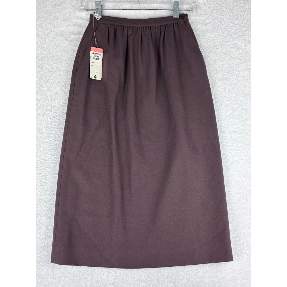 Jones New York Wool Skirt A-Line‎ Midi Career Business Casual Brown Size 4
